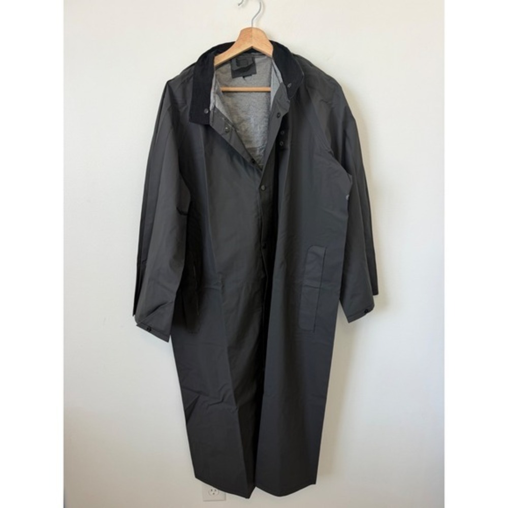 Unisex Security Black Raincoat with Detachable Hood – Size Large – New - Picture 2 of 4